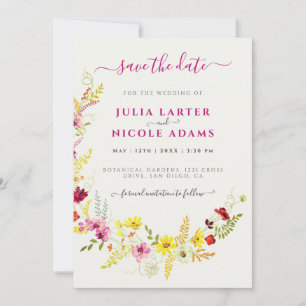 Lila Rosa-Wild-Orchideen-Blume-Wreath-Hochzeit Save The Date
