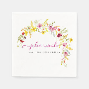 Lila Rosa-Wild-Orchideen-Blume-Wreath-Hochzeit Serviette