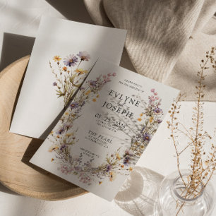 Lila Rosa Wildblume Boho Blumenzeremonie Einladung