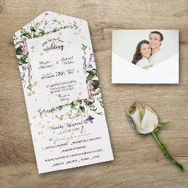 Lila Rosa Wildblumen Blumenzehen All In One Einladung