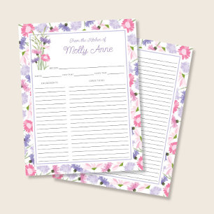 Lila rosa Wildblumen Rezeptkarteneinlage