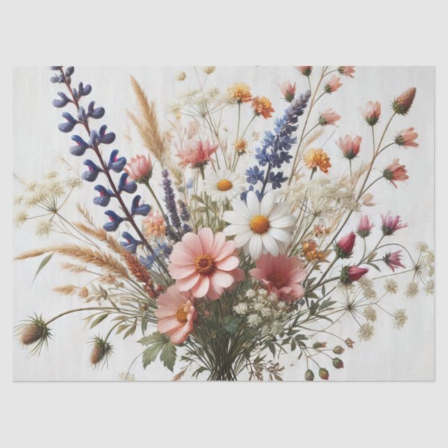 Lila rosa Wildblumen Seidenpapier (Vorderseite)