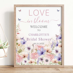 Lila Rosa Wilde Blume Schmetterlinge Liebe in Blüt Poster