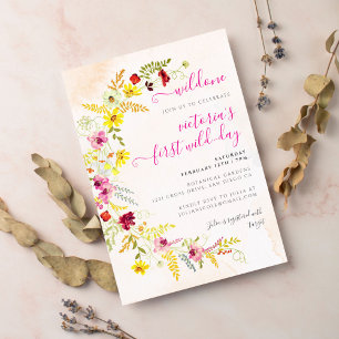 Lila Rosa Wilde Orchideen-Blumenkranz Geburtstag Einladung