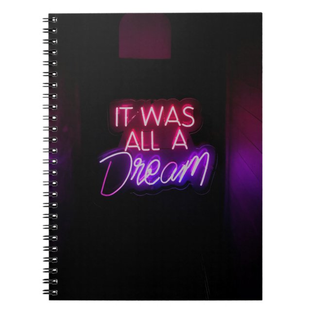Lila-rosa Wortgrafik Es war alles ein Traumzeichen Notizblock (Vorderseite)