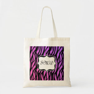 Lila/rosa Zebra-Streifen Monogramm-Tasche Tragetasche