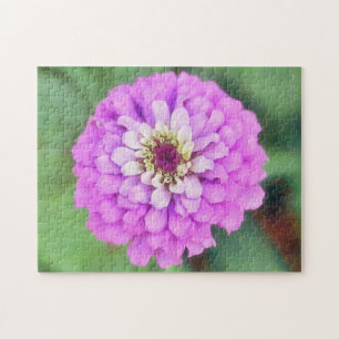 Lila Rosa Zinnia Blumengarten Puzzle