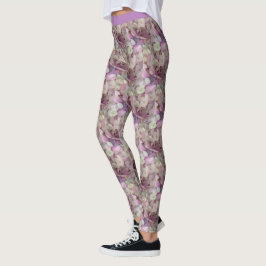 Lila, rosafarbene Hydrangea-Blume - Blumenkohl Leggings