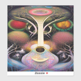 Lila, rosafarbener Akustikgitarrenbaum Aufkleber