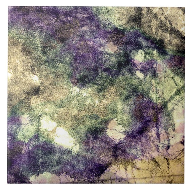 Lila rosafarbener, schwarzer abstrakter Grunge Fliese (Vorderseite)