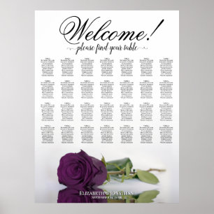 Lila Rose 28 Tisch Hochzeit Sitzordnung Plan Poster