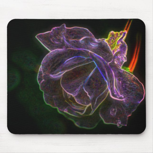 Lila Rose Abstrakte Blume Kunst Mousepad (Vorne)