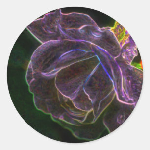 Lila Rose Abstrakte Blume Kunst Runder Aufkleber