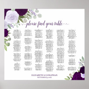 Lila Rose Alphabetische Hochzeitssattelkarte Poster