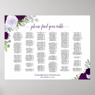 Lila Rose Alphabetische Hochzeitssattelkarte Poster