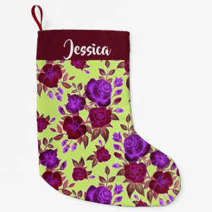 Lila Rose auf gelb Kleiner Weihnachtsstrumpf