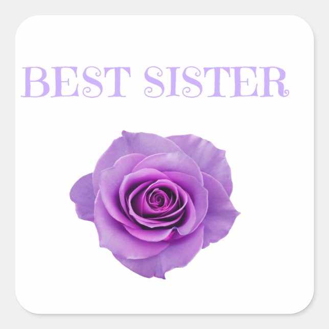 Lila Rose Beste Schwester Quadratischer Aufkleber (Vorderseite)