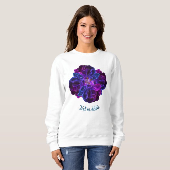 Lila Rose Blume Bouquet Personalisiert Sweatshirt (Vorne ganz)