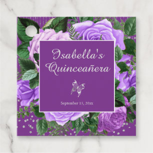 Lila Rose Blume Silberschmetterling Quinceañera Geschenkanhänger