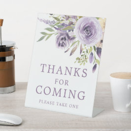 Lila Rose Blumendusche Danke für die Teilnahme Sockelschild