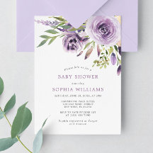 Lila Rose Blumendusche Einladung