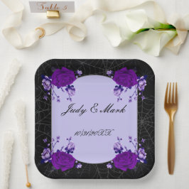 Lila Rose Blumenspinne Hochzeit im Herbst Pappteller