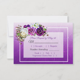 Lila Rose Bouquet Elegante Wedding RSVP Karte