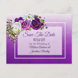 Lila Rose Bouquet Wedding speichern das Datum Ankündigungspostkarte