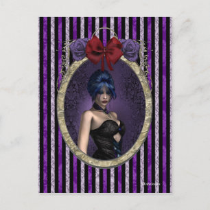 Lila Rose Cameo Goth Steampunk Pinup Postkarte
