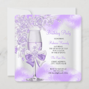 Lila Rose Champagne Weißes Party Einladung