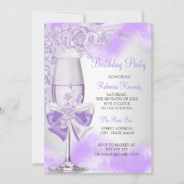 Lila Rose Champagne Weißes Party Einladung