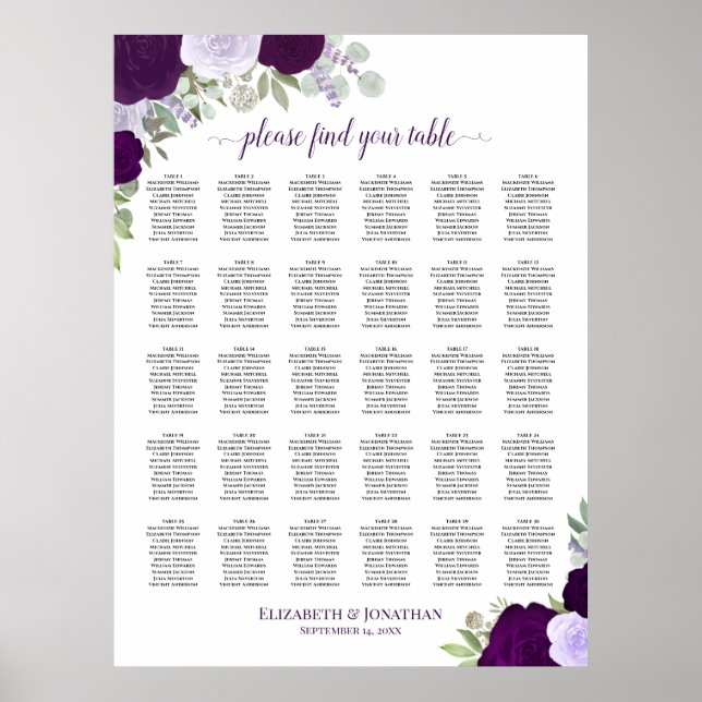 Lila Rose Chic 30 Tafelübersicht Poster (Vorne)