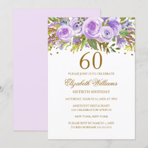 Lila Rose der Blütenwelt 60. Geburtstag Einladung
