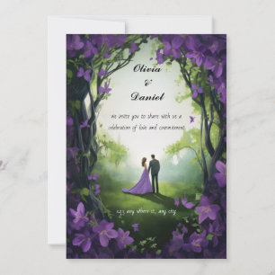 Lila Rose Einladungen für Hochzeiten: Blumendekor