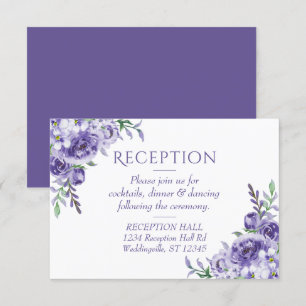Lila Rose Einschließung eines eleganten, florale RSVP Karte