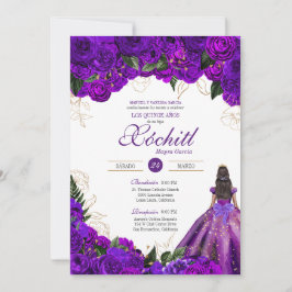 Lila Rose Elegant Floral 15. Geburtstag Stille Einladung