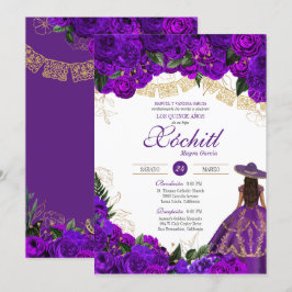 Lila Rose Elegante Emerald Charro Quinceanera Einladung
