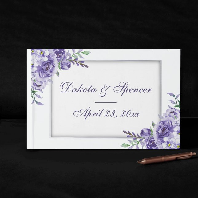 Lila Rose | Elegante Wasserfarbe Floral Boho Gästebuch (Von Creator hochgeladen)