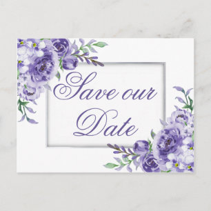Lila Rose Elegante Wasserfarbe Save the Date Ankündigungspostkarte