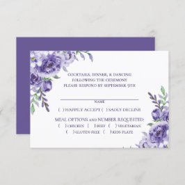 Lila Rose | Elegante Wasserfarben Auswahl RSVP Karte
