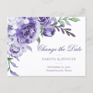 Lila Rose | Elegante Wasserfarbenänderung Ankündigungspostkarte