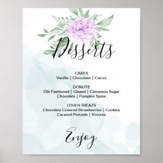 Lila Rose Eukalyptus Wedding Dessert Menü Sing Poster