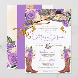 Lila Rose Extravaganter Western Charro Quinceanera Einladung
