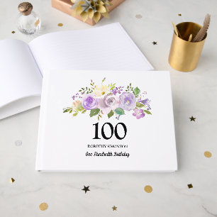 Lila Rose Floral 100. Geburtstagsparty Gästebuch