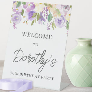 Lila Rose Floral 70. Geburtstag Willkommen Sockelschild