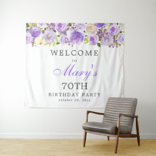 Lila Rose Floral 70. Geburtstagsparty Wandteppich