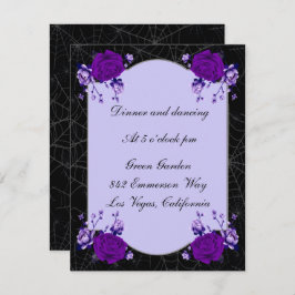 Lila Rose Floral Spiderweb Hochzeitsempfang Einladung