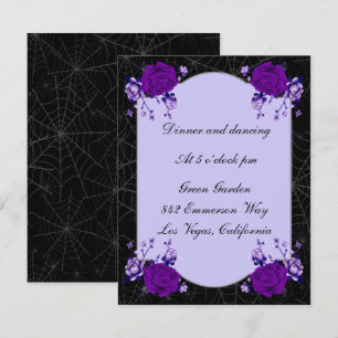 Lila Rose Floral Spiderweb Hochzeitsempfang Einladung