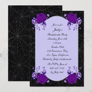 Lila Rose Floral Spiderweb Junggeselinnen-Abschied Einladung