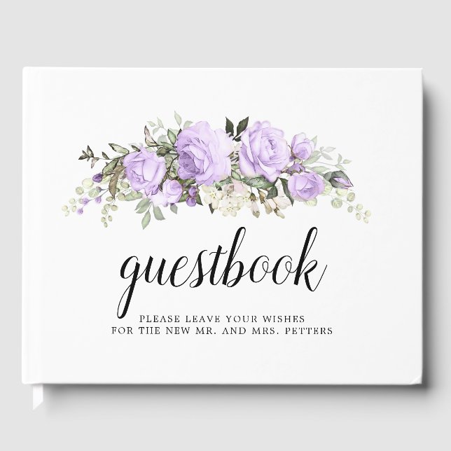 Lila Rose Floral Wedding Gästebuch (Vorderseite)